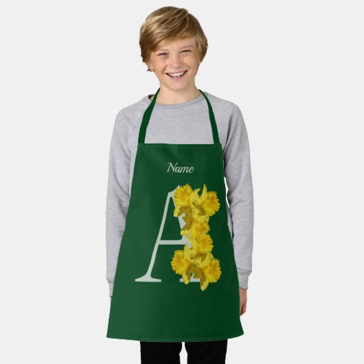 Daffodil Monogram Initiaal A Jouw naam Apron Schort (Gedragen)
