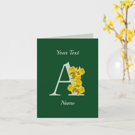 Daffodil Monogram Initiaal A Kaart (Gele Bloem)