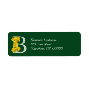 Daffodil Monogram Initiaal B Jouw naam Adres Etiket