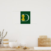 Daffodil Monogram Initiaal D Poster (Keuken)