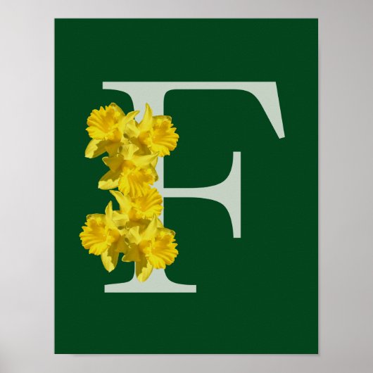 Daffodil Monogram Initiaal F Poster (Voorkant)