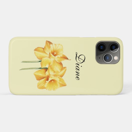 Daffodil monogrammed iPhone case (Achterkant (horizontaal))