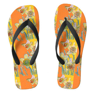 Daffodil Oranje Yellow Art Floral Pattern Teenslippers
