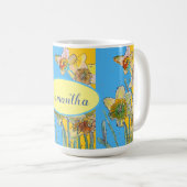 Daffodil Painting Waterverf Geel Blauw Koffiemok (Voorkant rechts)