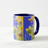 Daffodil Painting Waterverf Geel Blauw Mok (Voorkant rechts)