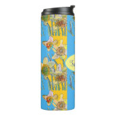 Daffodil Painting Waterverf Geel Blauw Thermosbeker (Gedraaid links)