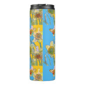 Daffodil Painting Waterverf Geel Blauw Thermosbeker (Achterkant)