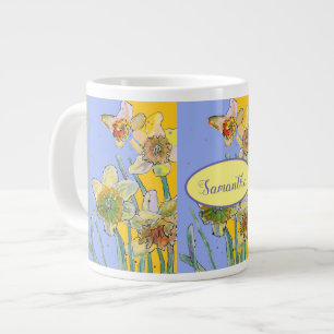 Daffodil Painting Waterverf Geel Paars floreel  Grote Koffiekop
