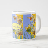 Daffodil Painting Waterverf Geel Paars floreel Grote Koffiekop (Voorkant rechts)