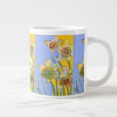 Daffodil Painting Waterverf Geel Paars floreel Grote Koffiekop (Rechts)