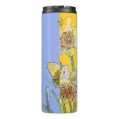 Daffodil Painting Waterverf Geel Paars floreel Thermosbeker (Achterkant)