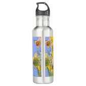 Daffodil Painting Waterverf Geel Paars floreel Waterfles (Achterkant)