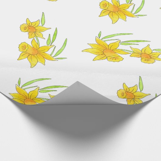 Daffodil Pan en Waterverf Patroon Cadeaupapier (Hoek)