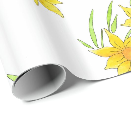 Daffodil Pan en Waterverf Patroon Cadeaupapier (Rol Hoek)