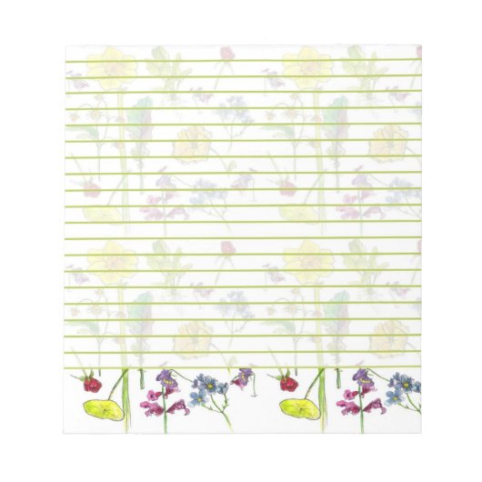 Daffodil Pansy Wildflower Botanische tekeningen Notitieblok (Voorkant)