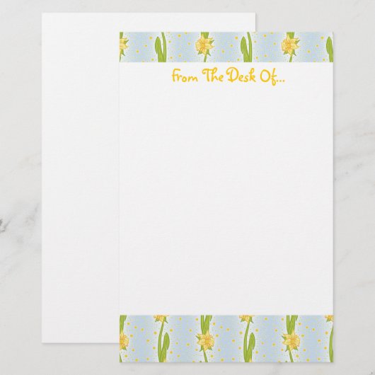 Daffodil Pattern Briefpapier (Voorkant / Achterkant)