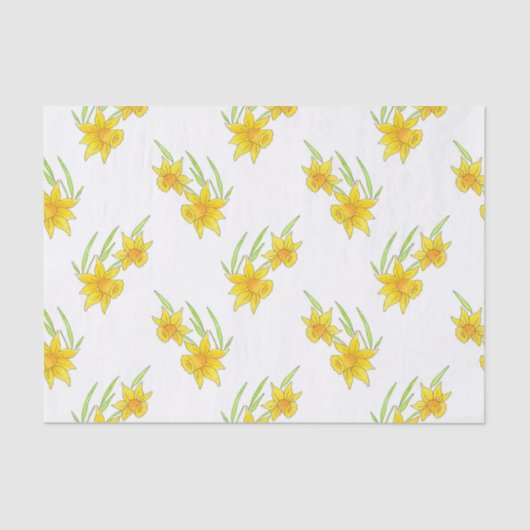Daffodil Pen en Waterverf Patroon Tissuepapier (Voorkant)