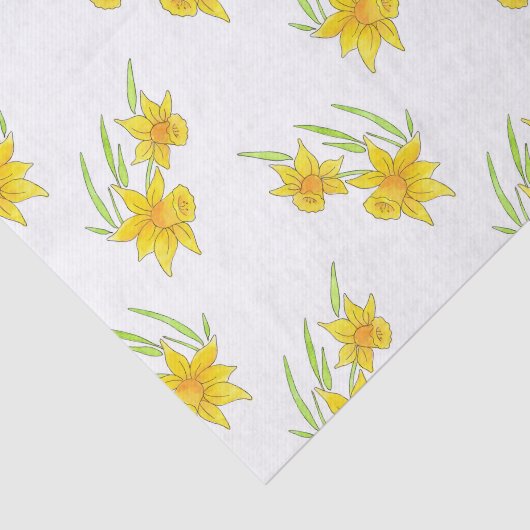 Daffodil Pen en Waterverf Patroon Tissuepapier (Detail)