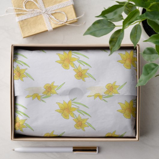 Daffodil Pen en Waterverf Patroon Tissuepapier (Geschenk)