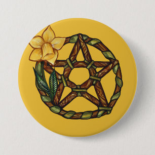 Daffodil Pentacle Ostara Art Ronde Button 7,6 Cm