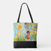 Daffodil Pixie Aquarel Gepersonaliseerde Canvas ta Tote Bag (Achterkant)