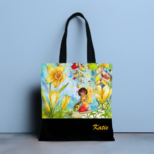 Daffodil Pixie Aquarel Gepersonaliseerde Canvas ta Tote Bag