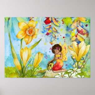 Daffodil Pixie Waterverf Poster