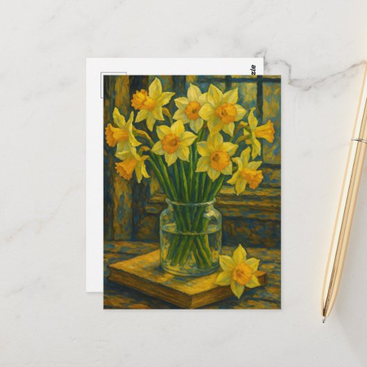 Daffodil Postcard Briefkaart (Voorkant / Achterkant in situ)
