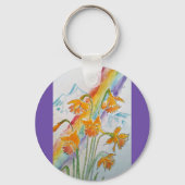 Daffodil Rainbow Flower Flowers Waterverf Sleutelhanger (Voorkant)