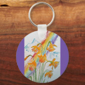 Daffodil Rainbow Flower Flowers Waterverf Sleutelhanger (Voorkant)