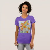 Daffodil Rainbow Flower Flowers Waterverf T-shirt (Voorkant volledig)