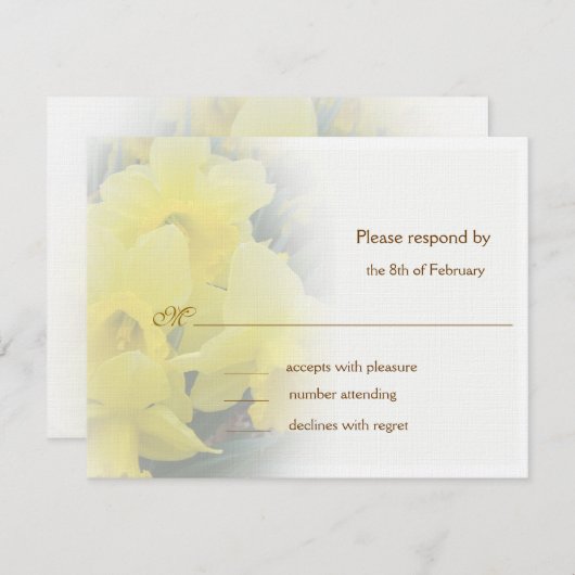 Daffodil-reactiekaarten RSVP Kaartje (Voorkant / Achterkant)