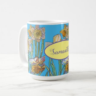Daffodil Schilderen Waterverf Blauwgroen Blauw Blo Koffiemok