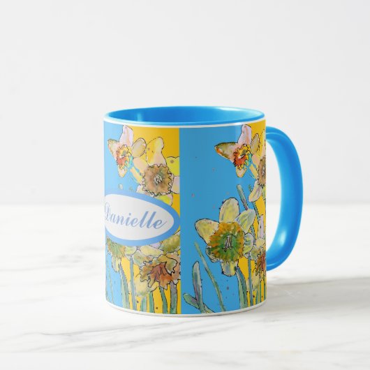 Daffodil Schilderhandschilderd Geel Mok (Voorkant rechts)