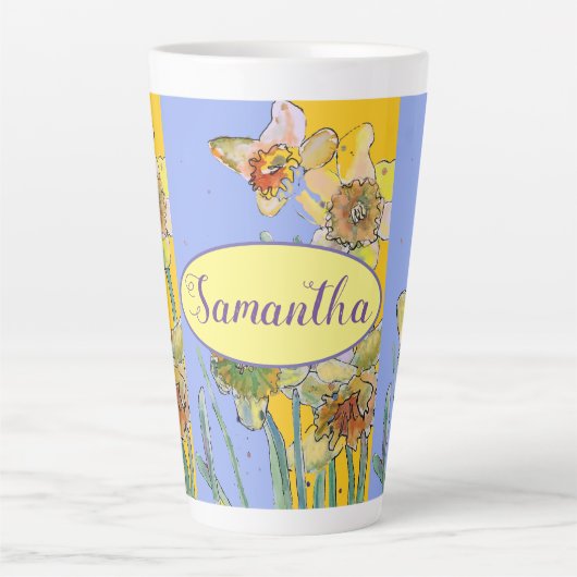 Daffodil Schilderhandschilderingen met schilfers M Latte Mok (Voorkant)