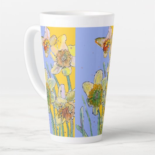 Daffodil Schilderhandschilderingen met schilfers M Latte Mok (Linkerhoek)