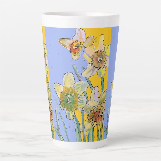 Daffodil Schilderhandschilderingen met schilfers M Latte Mok (Voorkant)