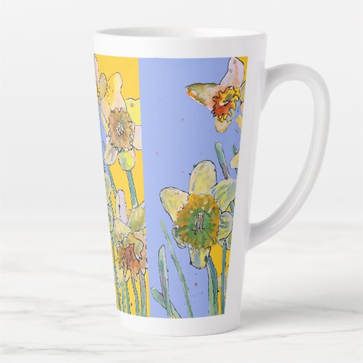 Daffodil Schilderhandschilderingen met schilfers M Latte Mok (Rechts)