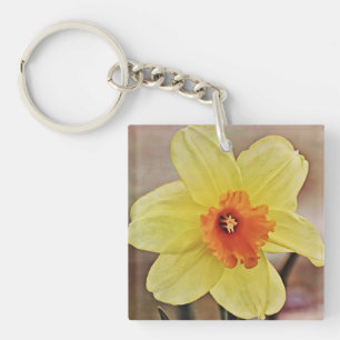 Daffodil Scriptsleutel Ring Sleutelhanger