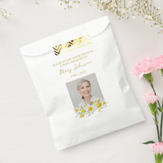 Daffodil Seed Packet Memorial Funeral Favor Bag Bedankzakje (Gezegeld)
