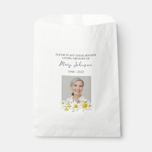 Daffodil Seed Packet Memorial Funeral Favor Bag Bedankzakje (Voorkant)