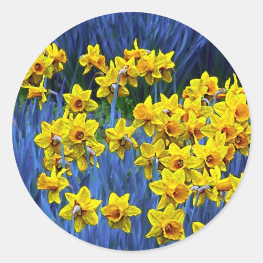 Daffodil Spring Fantasy Ronde Sticker (Voorkant)