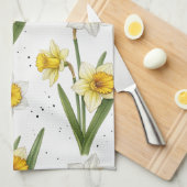 Daffodil Spring Floral in Soft Yellow and Green 2 Theedoek (Quarter Fold)