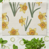 Daffodil Spring Floral in Soft Yellow and Green 5 Theedoek (Gevouwen)