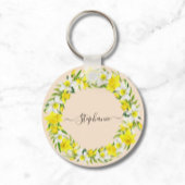 Daffodil Spring  Geel Witte Douanenaam Sleutelhanger