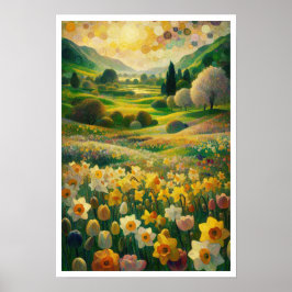 Daffodil Spring Meadow impressionistische kunst Poster