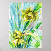 Daffodil Spring Watercolor Art Poster (Voorkant)