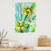 Daffodil Spring Watercolor Art Poster (Keuken)