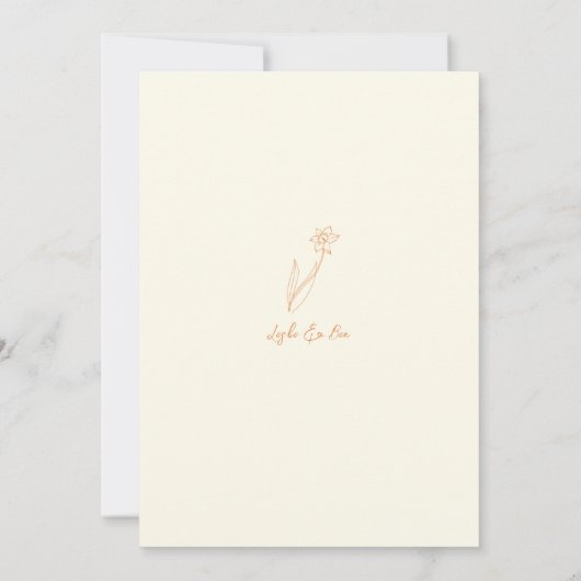 Daffodil Spring Wedding Invitation Kaart (Achterkant)