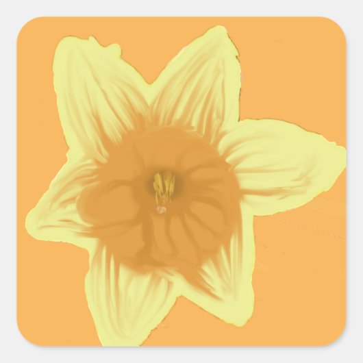 Daffodil Square Sticker Sinaasappel Yellow (Voorkant)